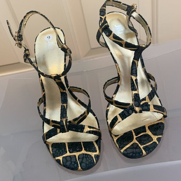 leopard print high heel sandals - brand new  - JLo size 10 - Picture 1 of 5